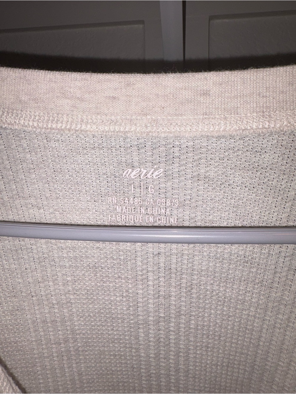 aerie Cream Waffle-Knit Henley Long Sleeve Top - Picture 2 of 2